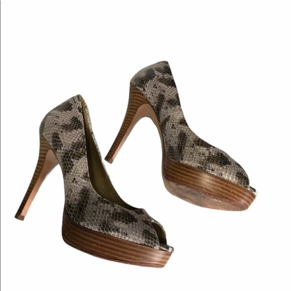 Cole Haan Heels Peep Toe Pumps Snakeskin Size 8 - Picture 4 of 8